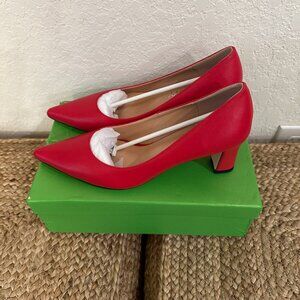 GUAVAIVY Red Pointed Toe Block Heel Pumps – Size 9.5 (US)
